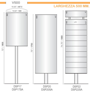 CODICE E ALTEZZA TARGA: DSP17 - 900 mm. - Altezza Totale con palo: 1800 mm.