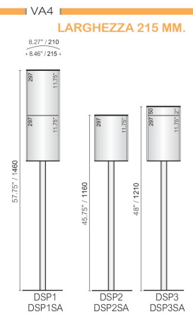 CODICE E ALTEZZA TARGA: DSP1 - 594 mm. - Altezza Totale con palo: 1460 mm.