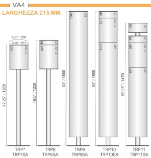 CODICE E ALTEZZA TARGA: TRP11 - 1234 mm. - Altezza Totale con palo: 1470 mm.