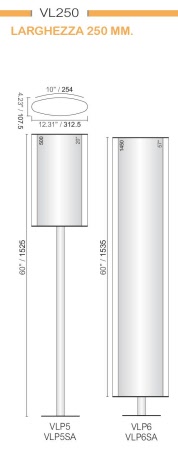 CODICE E ALTEZZA TARGA: VLP5- 500 mm. - Altezza Totale con palo: 1525 mm.