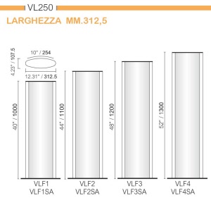 CODICE E ALTEZZA TARGA: VLF4- Altezza Totale 1300 mm.