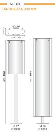 CODICE E ALTEZZA TARGA: VLP7- 660 mm. - Altezza Totale con palo: 1560 mm.