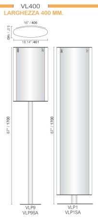 CODICE E ALTEZZA TARGA: VLP10- 1580 mm. - Altezza Totale con palo: 1700 mm.