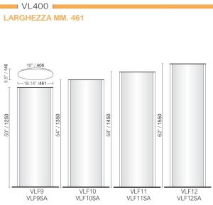 CODICE E ALTEZZA TARGA: VLF12- Altezza Totale 1550 mm.