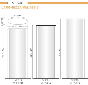 CODICE E ALTEZZA TARGA: VLF116 -  Altezza Totale 1800 mm.