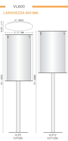 CODICE E ALTEZZA TARGA: VLP12 -  1100 mm. - Altezza Totale con palo: 2000 mm.