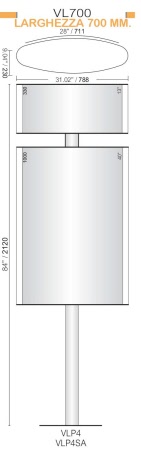 CODICE E ALTEZZA TARGA: VLP4- 1330 mm. - Altezza Totale con palo: 2120 mm.