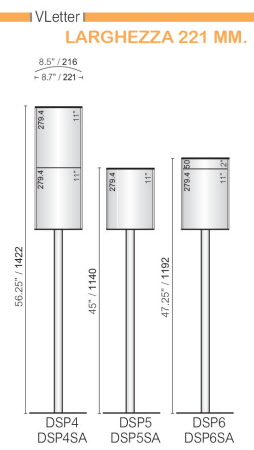 CODICE E ALTEZZA TARGA: DSP1 - 588,8 mm. - Altezza Totale con palo: 1422 mm.