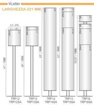 CODICE E ALTEZZA TARGA: TRP14 - 1500 mm. - Altezza Totale con palo: 1600 mm.