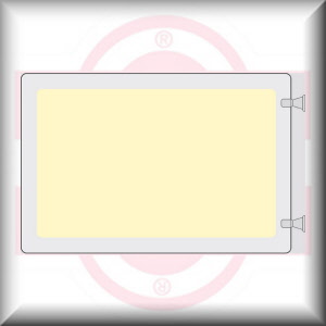 DIMENSIONE E MATERIALE: cm 18x12 - PLEXIGLASS LUMINESCENTE A BANDIERA