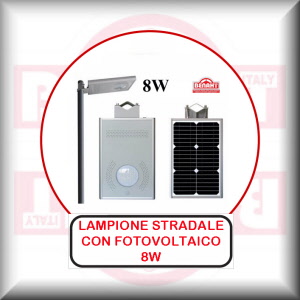 lampione stradale con fotovoltaico - solar-led-street-light- sensore-8w - benaht-ginosa